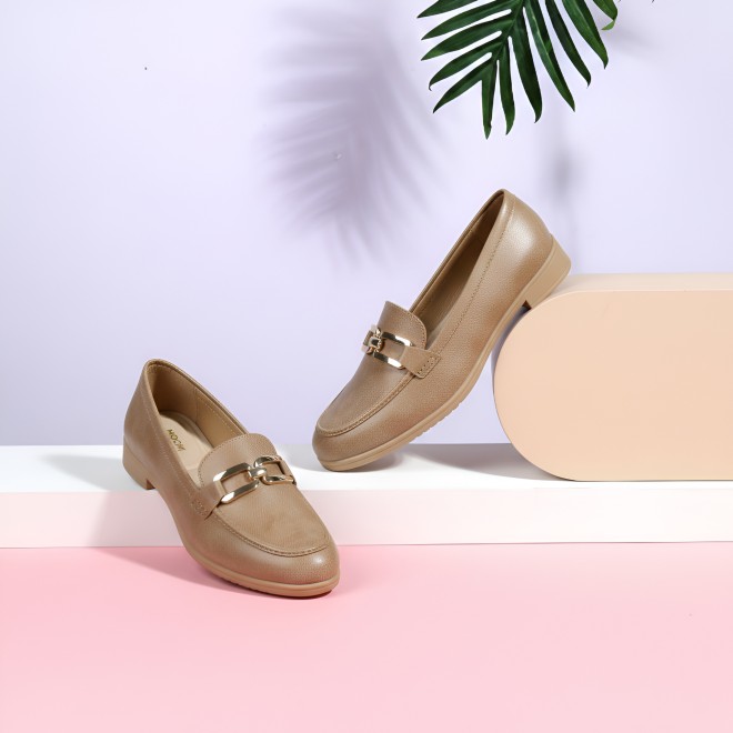 Mochi Women Beige Casual Loafers