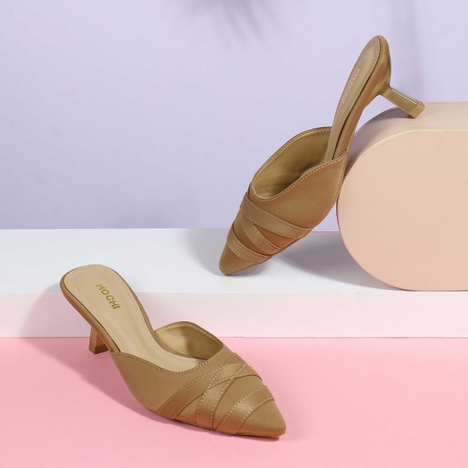 Women Beige Formal Slip Ons