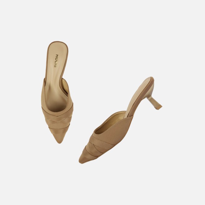 Mochi Women Beige Formal Slip Ons (SKU: 31-1026-20-36)