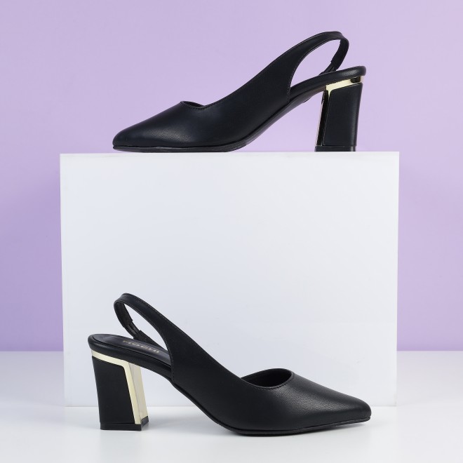 Mochi Women Black Formal Sandals