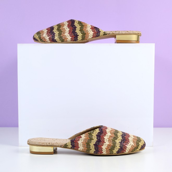 Mochi Women Brown-multi Ethnic Slip Ons