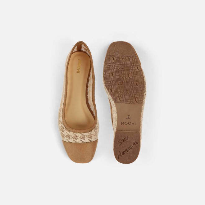 Mochi Women Beige Casual Ballerinas (SKU: 31-1101-20-36)