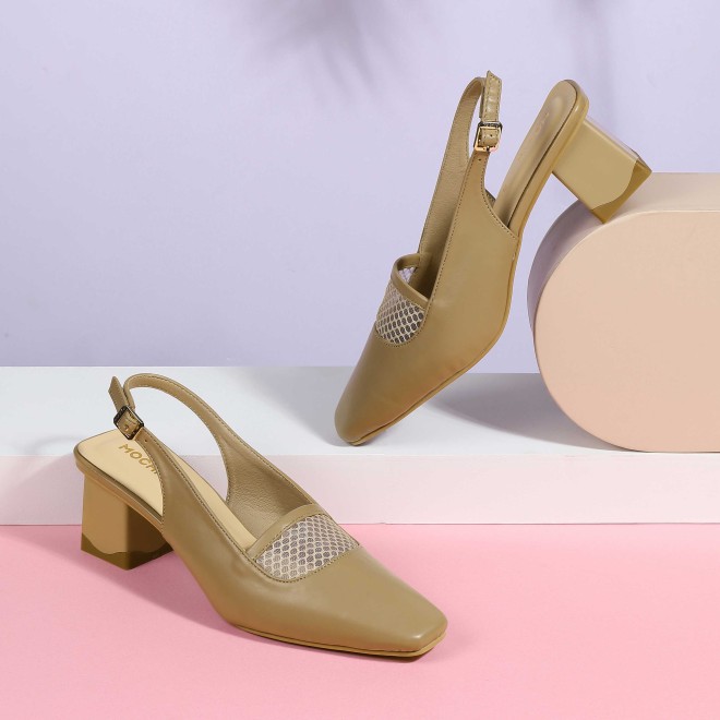 Mochi Women Beige Formal Sandals
