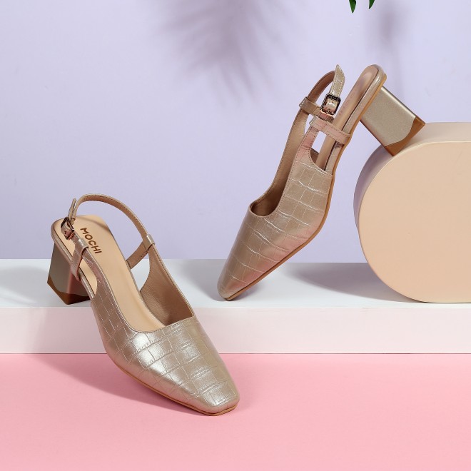 Mochi Women Gold Formal Sandals