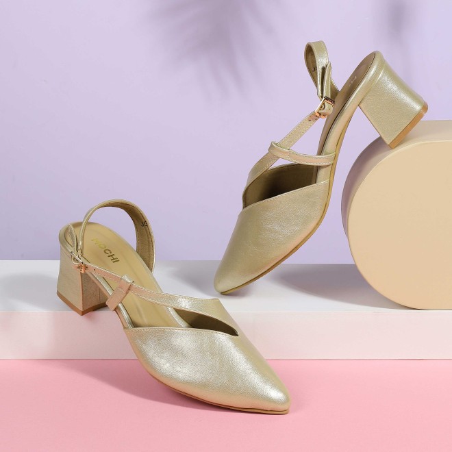 Mochi Women Gold Formal Sandals