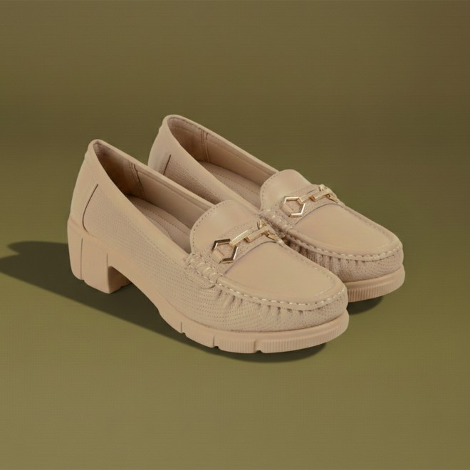 Mochi Women Beige Casual Loafers