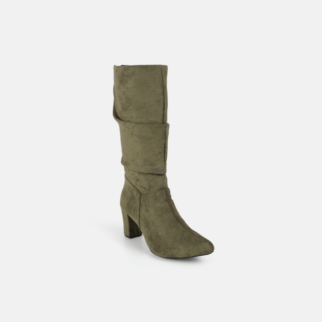 Mochi Women Olive Casual Boots (SKU: 31-1247-49-37)