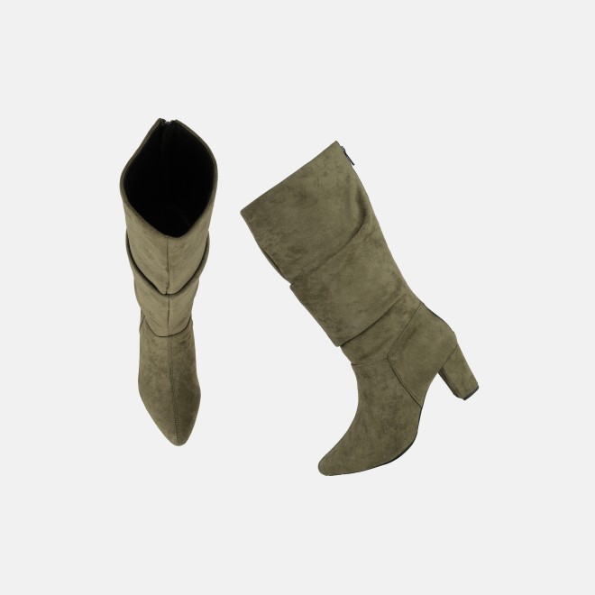 Mochi Women Olive Casual Boots (SKU: 31-1247-49-37)