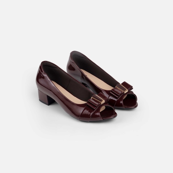 Mochi Women Maroon Formal Peep Toes (SKU: 31-1249-44-36)