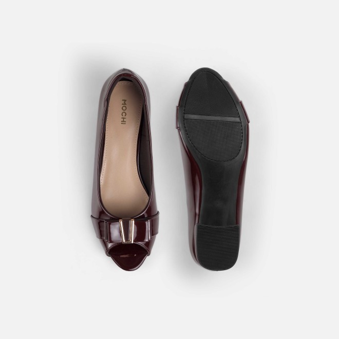 Mochi Women Maroon Formal Peep Toes (SKU: 31-1249-44-36)