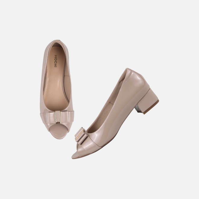Mochi Women Beige Formal Peep Toes (SKU: 31-1249-20-36)