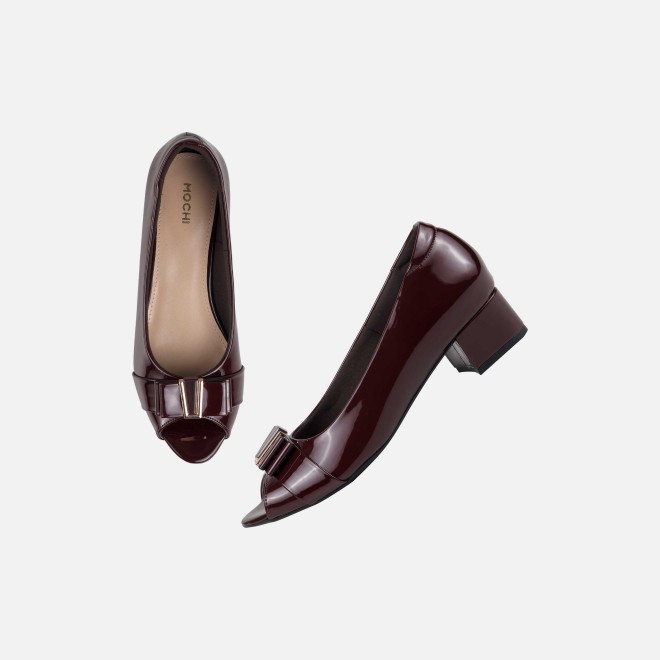 Mochi Women Maroon Formal Peep Toes (SKU: 31-1249-44-36)