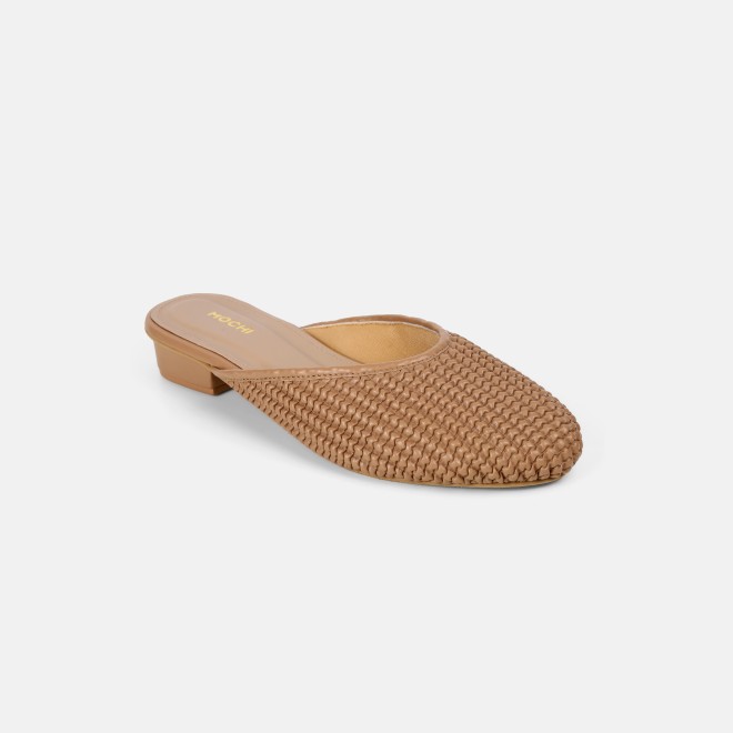 Mochi Women Beige Ethnic Slip Ons (SKU: 31-1291-20-36)