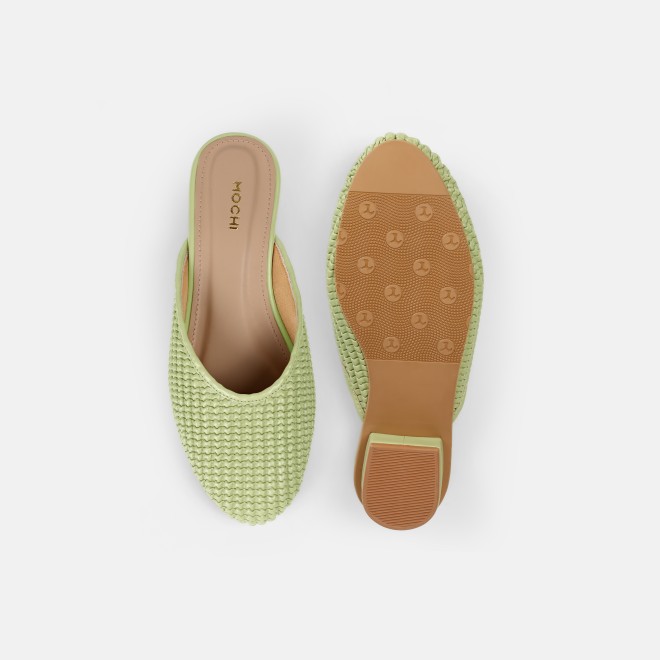 Mochi Women Green Ethnic Slip Ons (SKU: 31-1291-21-36)