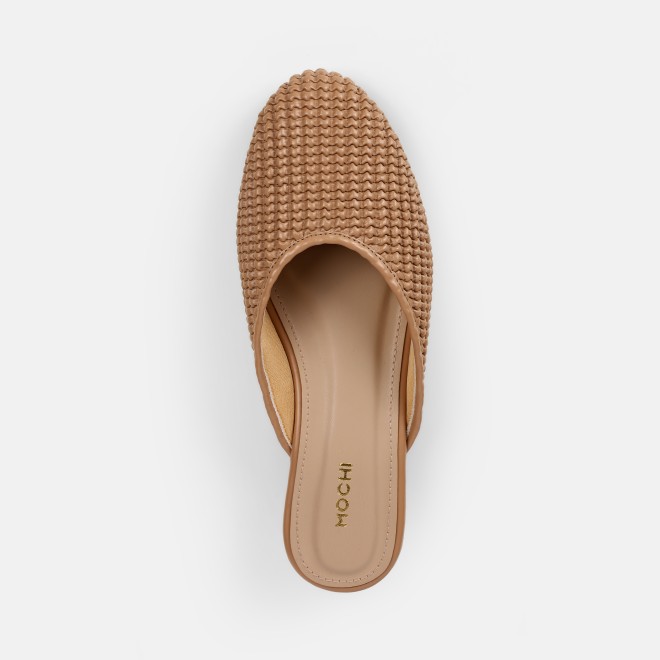 Mochi Women Beige Ethnic Slip Ons (SKU: 31-1291-20-36)