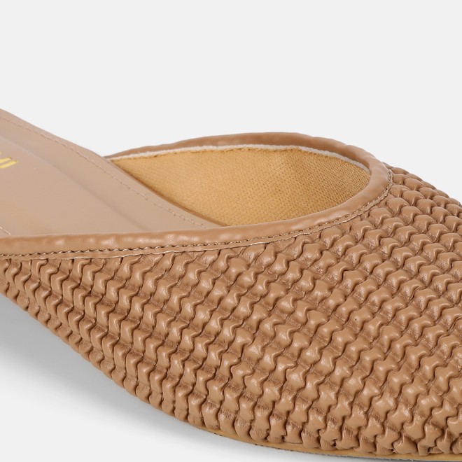 Mochi Women Beige Ethnic Slip Ons (SKU: 31-1291-20-36)