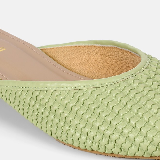 Mochi Women Green Ethnic Slip Ons (SKU: 31-1291-21-36)