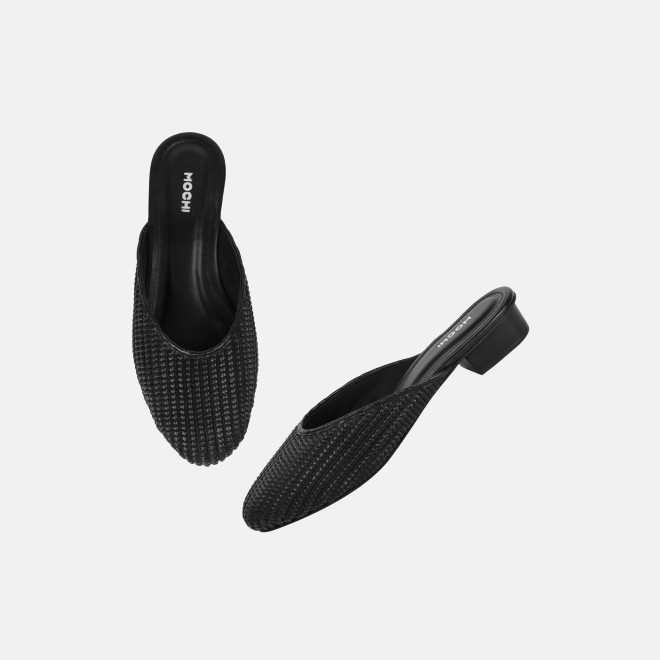 Mochi Women Black Ethnic Slip Ons (SKU: 31-1291-11-36)