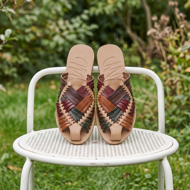 Mochi Women Beige-multi Casual Slip Ons