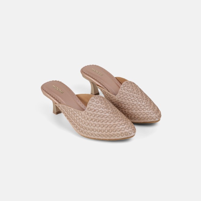 Mochi Women Peach Ethnic Slip Ons (SKU: 31-1304-80-37)