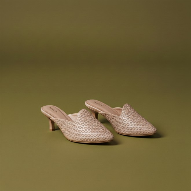 Mochi Women Peach Ethnic Slip Ons