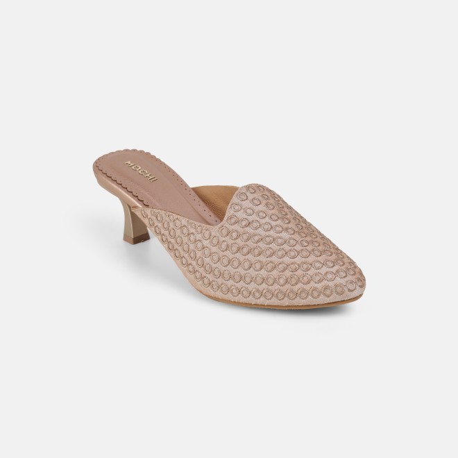 Mochi Women Peach Ethnic Slip Ons (SKU: 31-1304-80-37)