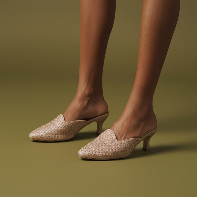 Mochi Women Peach Ethnic Slip Ons (SKU: 31-1304-80-37)