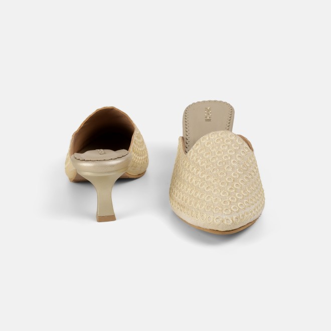 Mochi Women Off-white Ethnic Slip Ons (SKU: 31-1304-66-36)