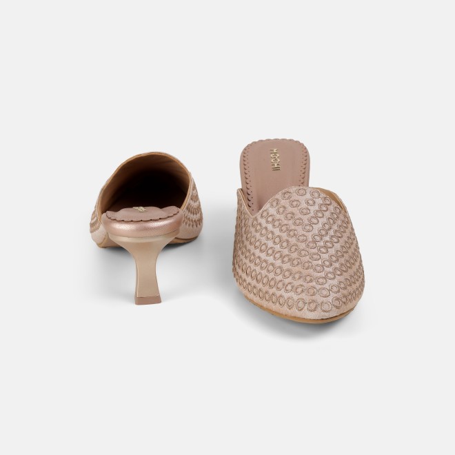 Mochi Women Peach Ethnic Slip Ons (SKU: 31-1304-80-37)