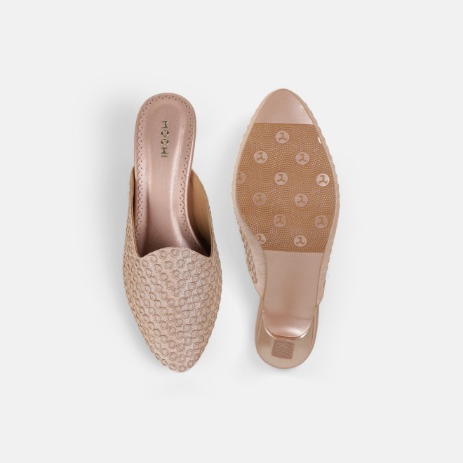Mochi Women Peach Ethnic Slip Ons (SKU: 31-1304-80-37)