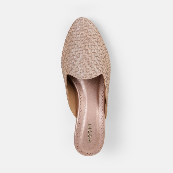 Mochi Women Peach Ethnic Slip Ons (SKU: 31-1304-80-37)