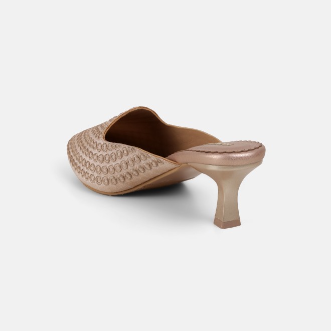 Mochi Women Peach Ethnic Slip Ons (SKU: 31-1304-80-37)