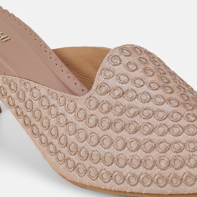 Mochi Women Peach Ethnic Slip Ons (SKU: 31-1304-80-37)