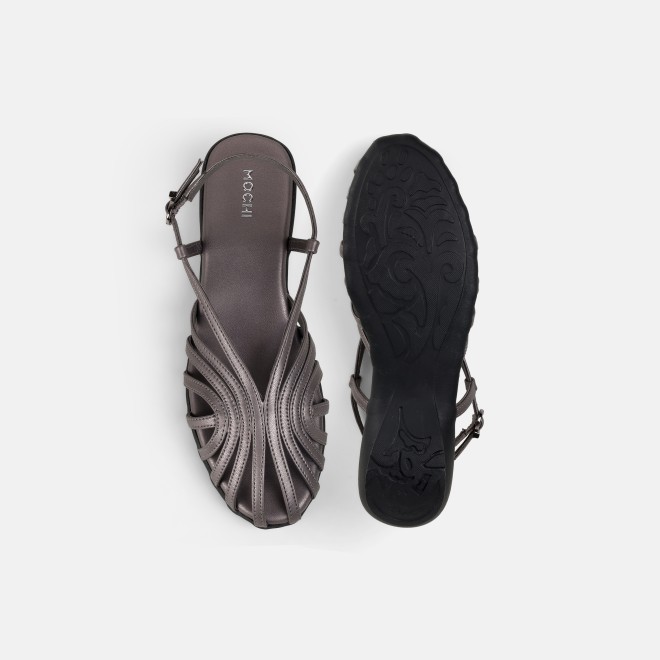 Mochi Women Gun-metal Casual Sandals (SKU: 31-1305-29-36)