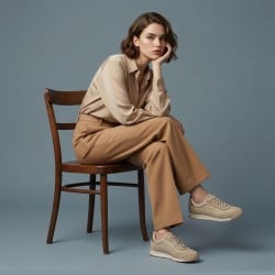 Mochi Women Beige Sports Sneakers