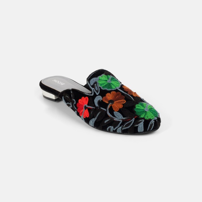 Mochi Women Black Ethnic Slip Ons (SKU: 31-1337-11-36)