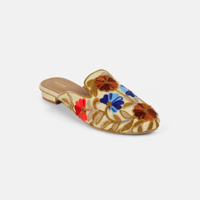 Mochi Women Beige Ethnic Slip Ons (SKU: 31-1337-20-36)