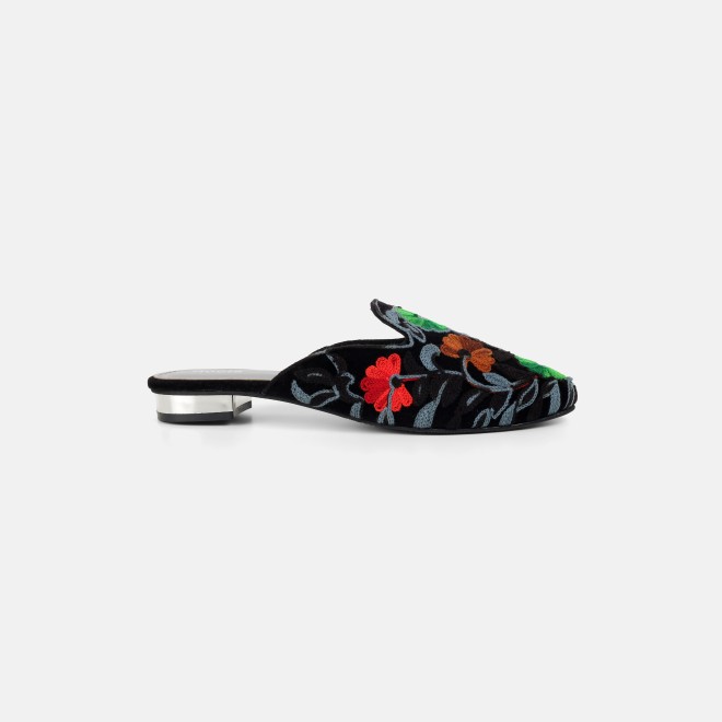 Mochi Women Black Ethnic Slip Ons (SKU: 31-1337-11-36)