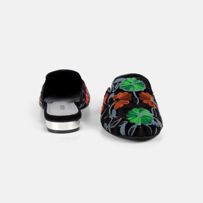 Mochi Women Black Ethnic Slip Ons (SKU: 31-1337-11-36)