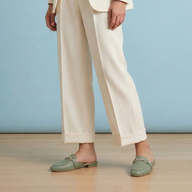Mochi Women Green Formal Slip Ons (SKU: 31-1342-21-36)