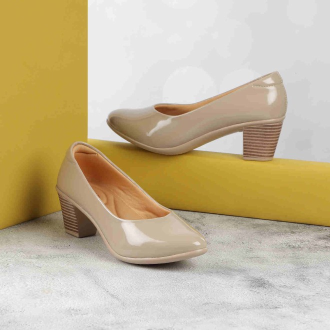 Mochi Women Beige Formal Slip-Ons (SKU: 31-351-20-37)
