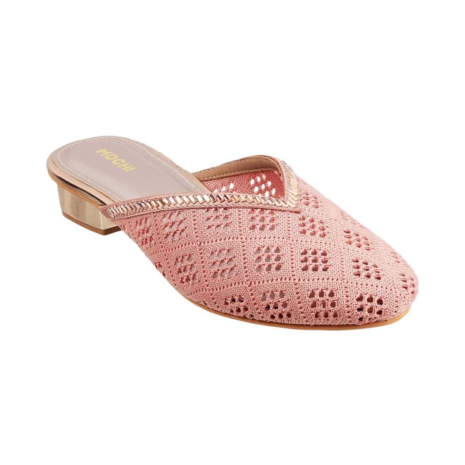 Mochi Women Pink Ethnic Slip Ons (SKU: 31-5026-24-36)