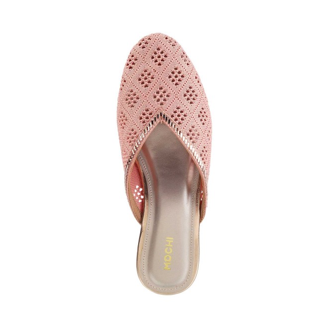 Mochi Women Pink Ethnic Slip Ons (SKU: 31-5026-24-36)