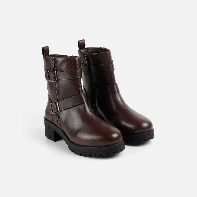 Mochi Women Brown Casual Boots (SKU: 31-689-12-36)