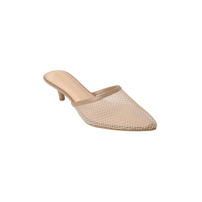 Mochi Women Beige Formal Slip Ons