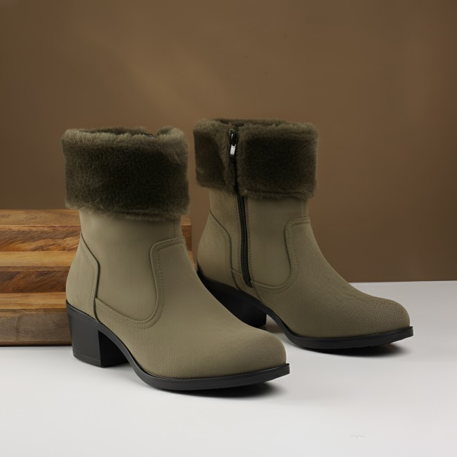 Mochi Women Olive Party Boots