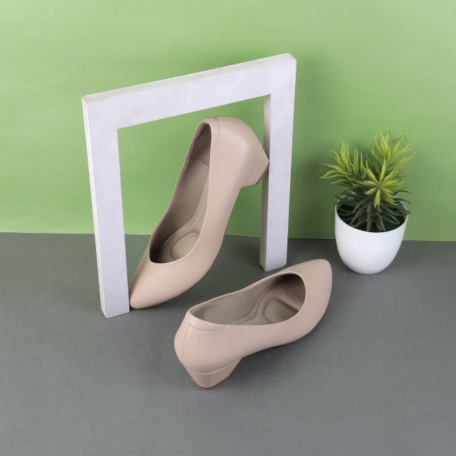 Mochi Women Beige Formal Pumps