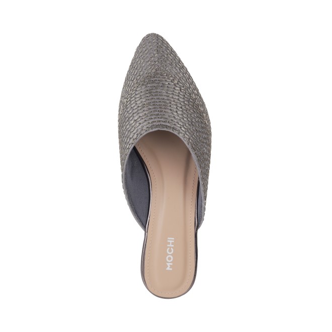 Mochi Women Gun-Metal Ethnic Slip Ons (SKU: 31-812-29-36)