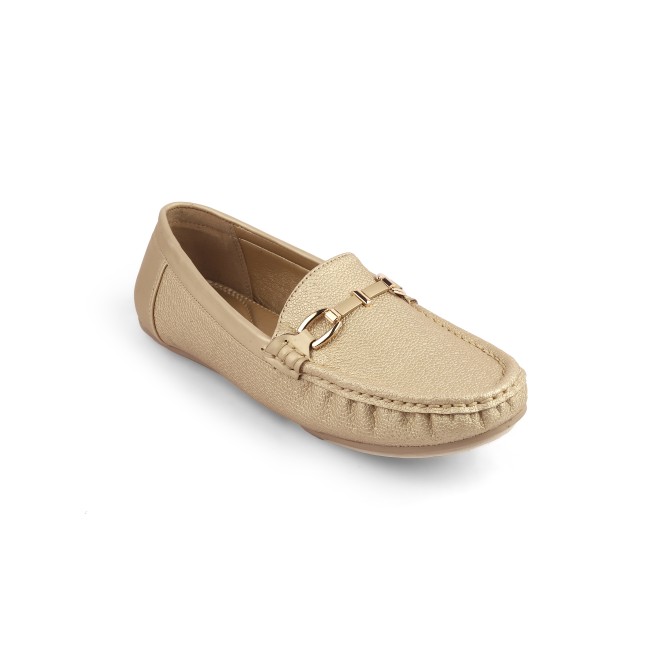 Mochi Women Gold Casual Loafers