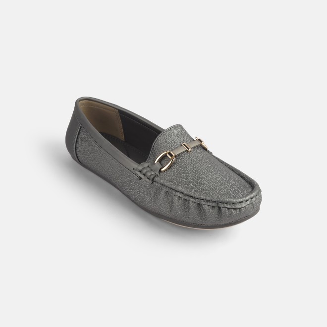 Mochi Women Gun-metal Casual Loafers